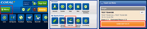 Coral 'Cash Out' on Mobile